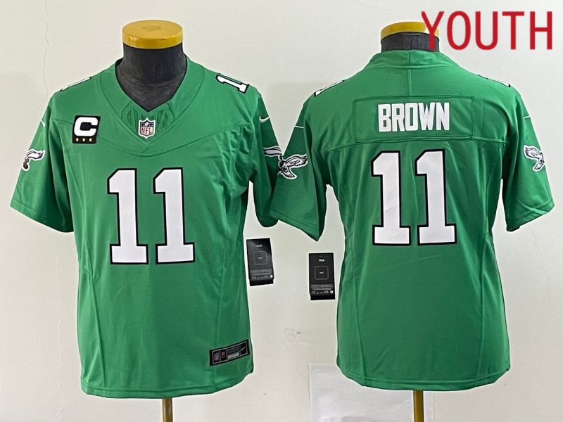 Youth Philadelphia Eagles #11 Brown Green Nike Throwback Vapor Limited NFL Jerseys->youth nfl jersey->Youth Jersey